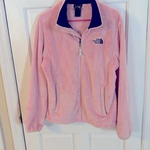 The North Face Women's Size Large Solid Pink Long Sleeve Zip Up Jacket faux fur